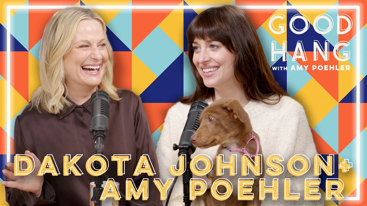 Dakota Johnson makes podcast debut on Amy Poehler’s ‘Good Hang’ — and brings a puppy